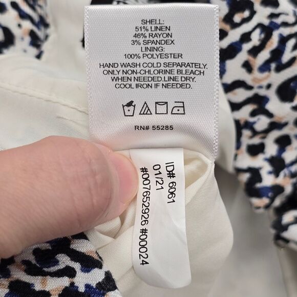 Express Women's 00 Animal Print White Black Faux Wrap Skirt Skort Linen Blend - Picture 11 of 11